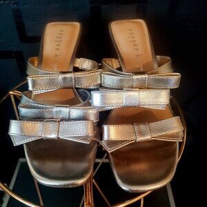 Copper Key Primrose Metallic Leather Three Strap Bow